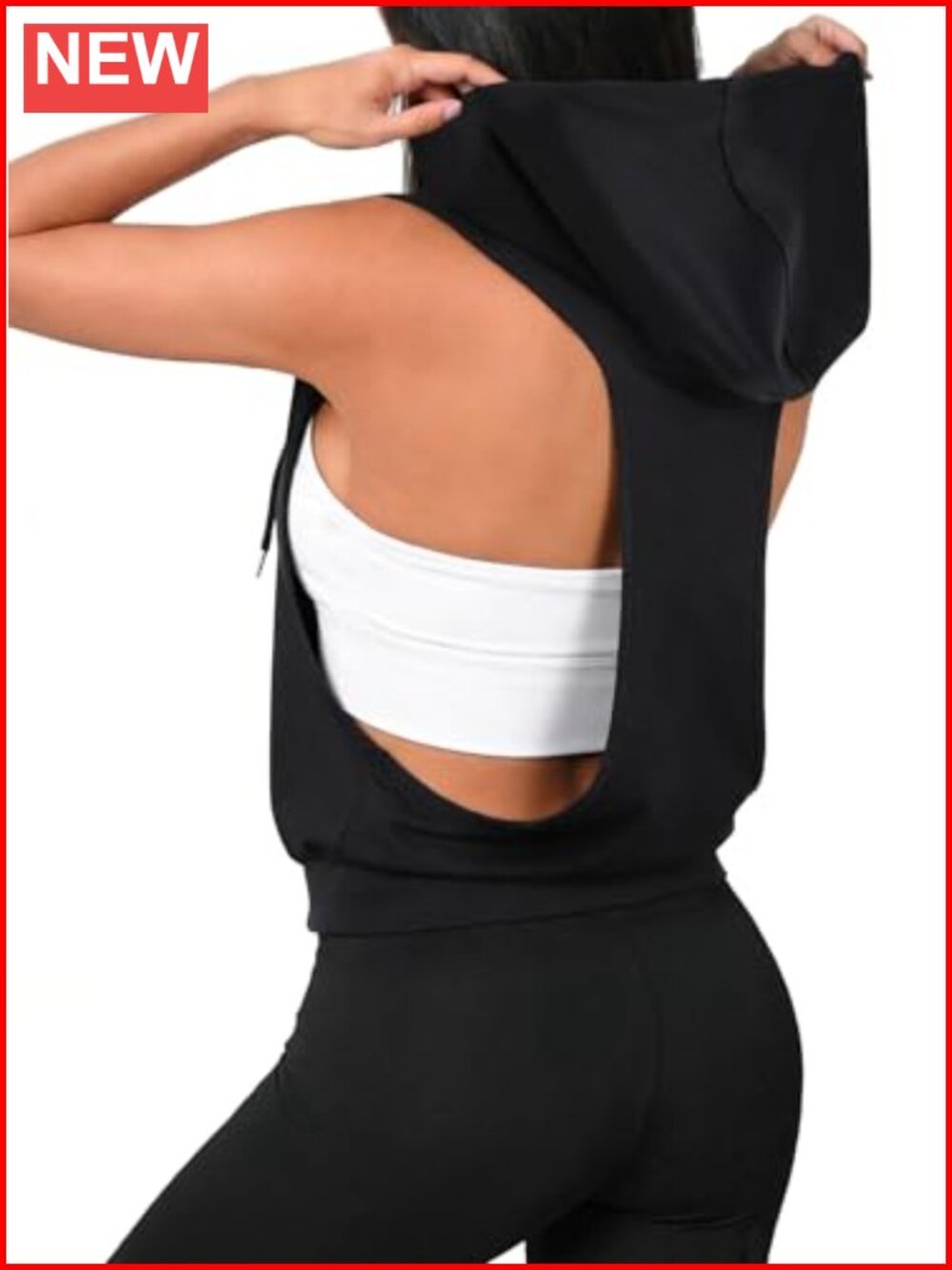 Racerback Sleeveless Hoodie Workout Crop Tank Top Loose Fit